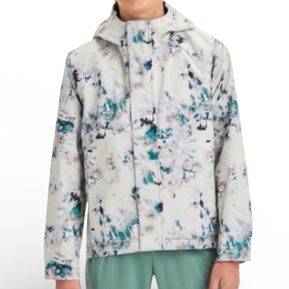 All in Motion Kids Blue Gray & White Marbled Print Raincoat Size XL